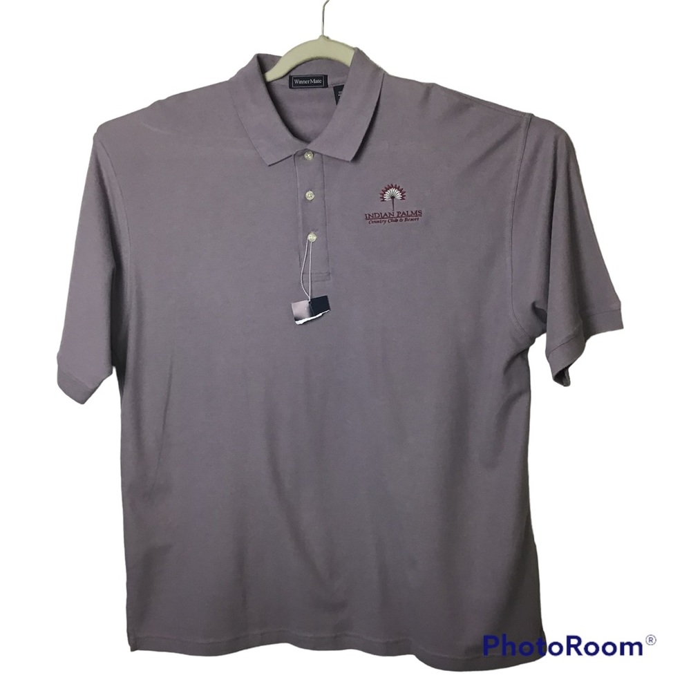 WinnerMate gray short sleeve golf polo shirt. Indian Palms. XL